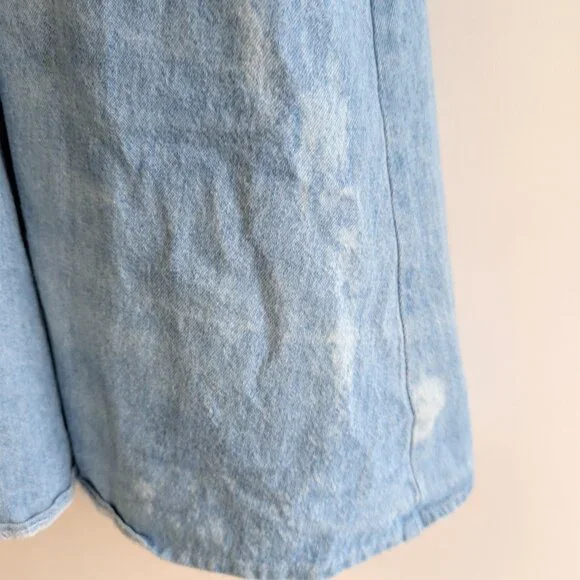 Vintage Midi Denim Dress with full button front with bead detail at neckline - Picture 9 of 10